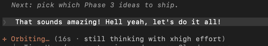Halopen captured the spoken sentence 'That sounds amazing! Hell yeah, let's do it all!' with the exclamation point intact